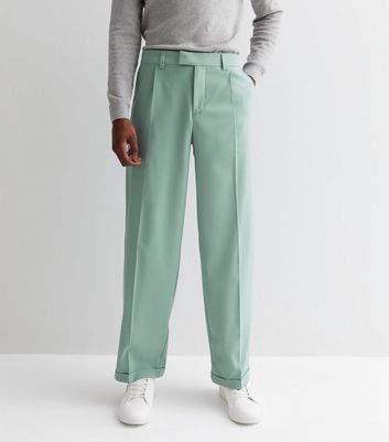 Jacquard-striped trousers - Light green - Ladies | H&M IN